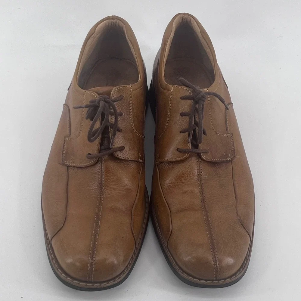 Johnston & Murphy Mens Tan Leather Bicycle Toe Oxford Shoes 12M 20-7233